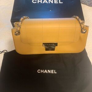 Chanel Mustard Quilted Leather Shoulder Bag